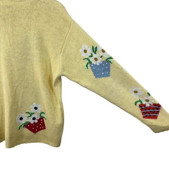 Vintage Talbots Medium Hand Knit Sweater Cardigan Linen Cotton Womens - Picture 12 of 16